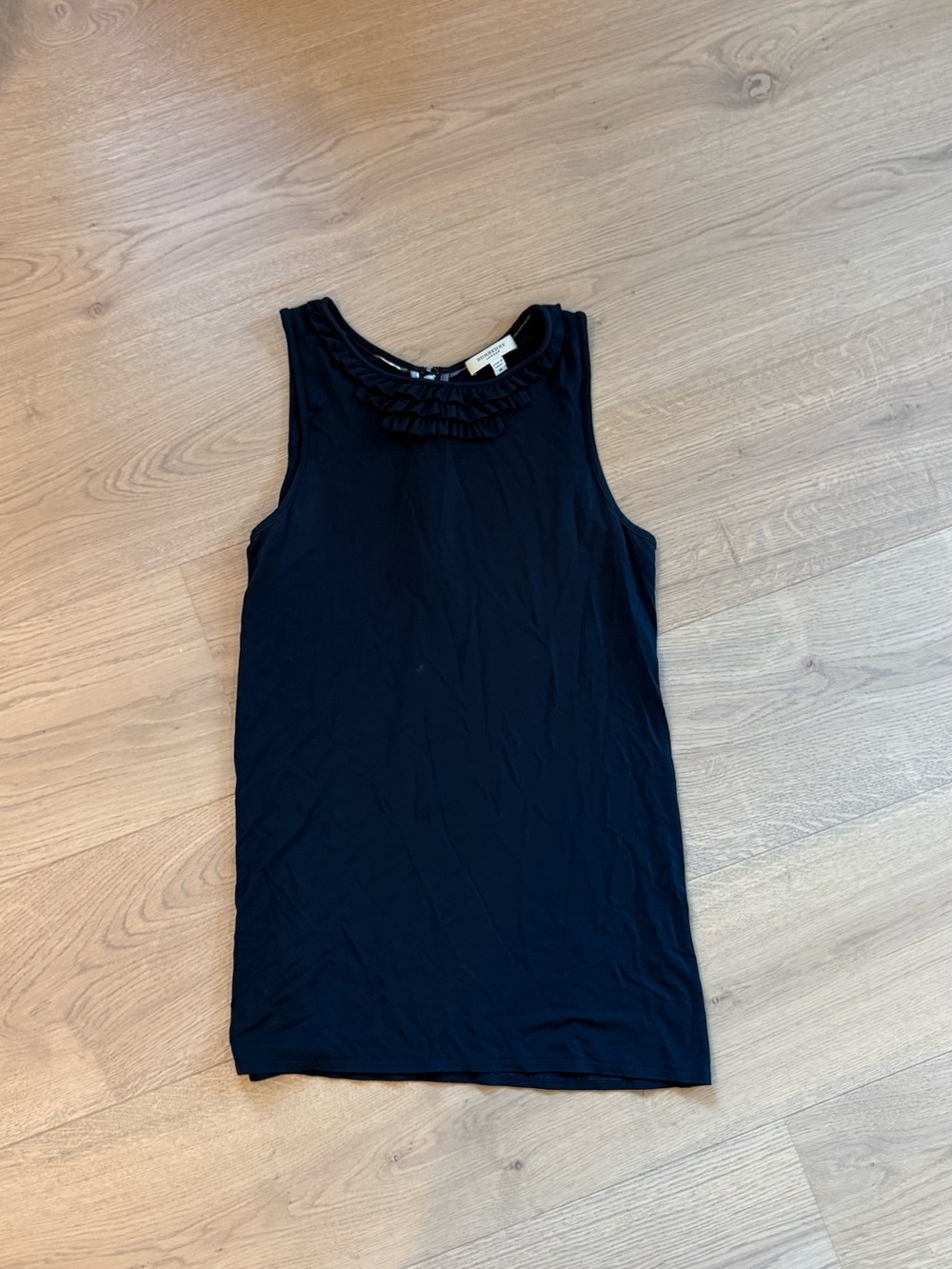 Burberry Black Sleeveless Ruffle Neck Tank